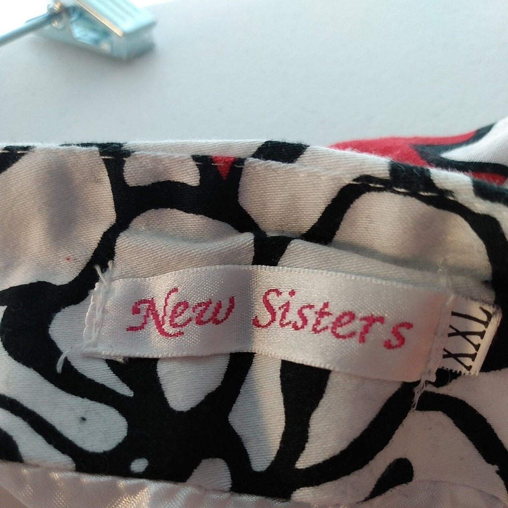 New Sisters Women's Lined Skirt Size XXL Floral Black White & Red Midi Length - Picture 3 of 6